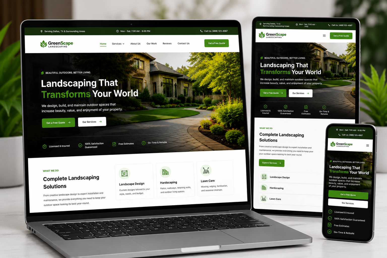 Modern Landscaping Company Website Design